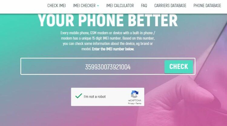 Masukan nomor imei ke situs