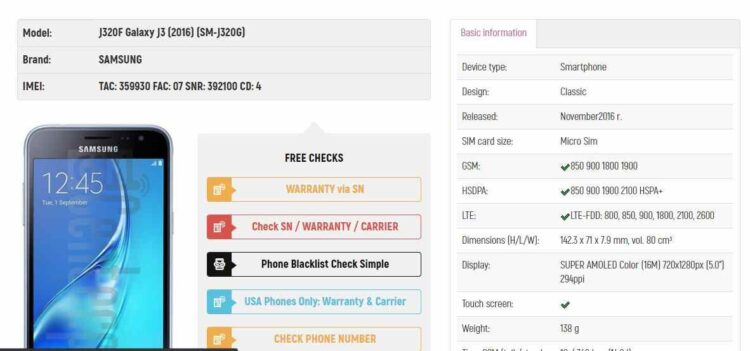 informasi lengkap ponsel berdasarkan nomor IMEI