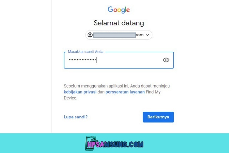 msukan email dan password