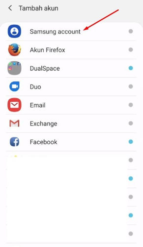 menambahkan samsung account
