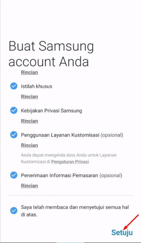 proses bikin akun samsung