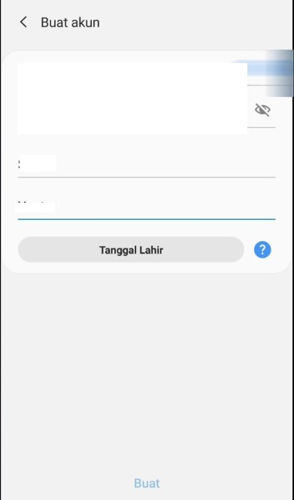 melengkapi biodata untuk membuat akun samsung