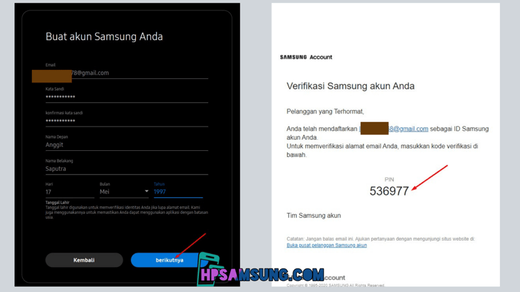 cara bikin akun samsung di pc